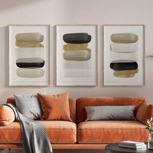 Beige Abstract Wall Print Set: Coffee Color Neutral Decor