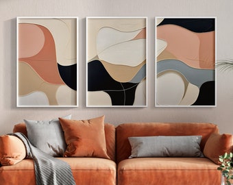 Set of 3 Abstract Wall Prints | Abstract Wall Art Set | Living Room Wall Art | Lounge Wall Art | Gallery Wall Prints | Living room decor