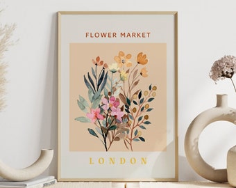 London Blumenmarkt Poster | Botanische Blumenwandkunst