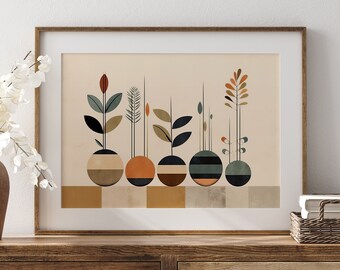 Boho Plant Pot Print | Earthy Tones | Nature-Inspired Decor | Dining Room Wall Art | Minimalist Wall Prints | Landscape Artwork | Boho Art