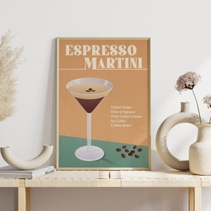 Espresso Martini Wanddruck | Cocktaildrucke | Espresso Martini Wandkunst | Küchenwanddrucke | Wohndekoration | Esszimmer-Dekor | Cocktails