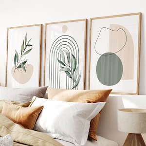 Set of 3 Sage Green Wall Prints | 3 Art Print Set | Boho Wall Art | 3 Piece Wall Art Boho | Sage Green Wall Prints | Green Botanical Prints