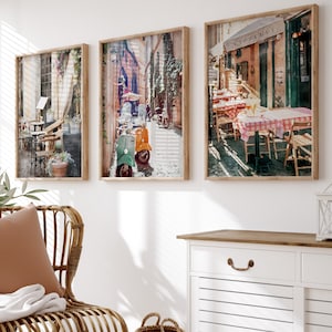 Italian Street Prints, Italy Wall Art,  Watercolour Home Decor, Living Room Decor, Set of 3 Prints, Pizzeria Art Prints, Homely Decor