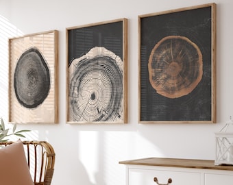 Tree Ring Print Set: Minimalist Wood Wall Art