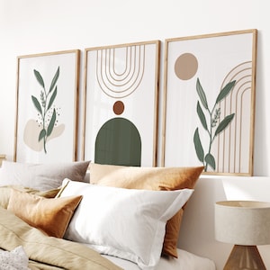 Set of 3 Sage Green Wall Prints | Green Botanical Prints | Living Room Decor | Boho Botanical Artwork | Sage Green Wall Prints | Boho Prints