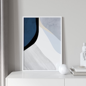 Blue Abstract Art Print: Modern Home Decor