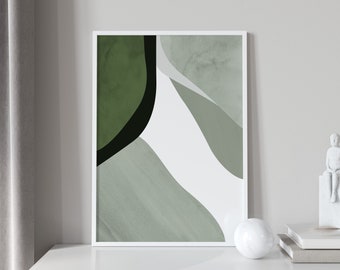 Sage Green Abstract Art Print: Modern Home Decor