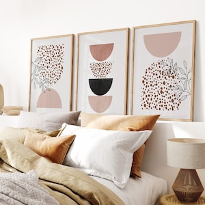 Set of 3 Pink Boho Wall Prints | Pink Botanical Prints | Boho Home Decor | Boho Botanical Artwork | Pink Wall Prints | Bedroom Wall Decor