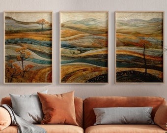 Modern Landscape Prints Set: Farmhouse Living Room Wall Art