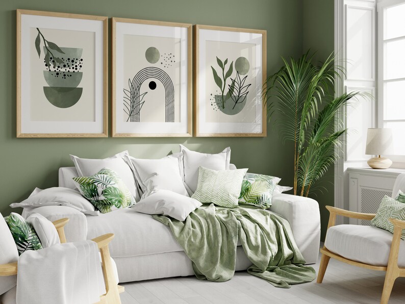 Digital Sage Green Wall Art Set of 3 Sage Green Wall Prints Etsy UK