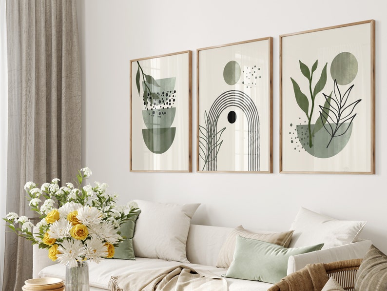 Digital Sage Green Wall Art Set of 3 Sage Green Wall Prints Etsy UK