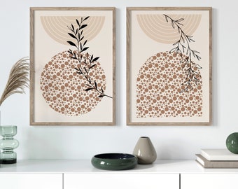 Set of 2 Neutral Boho Wall Prints | Two Neutral Wall Prints | Living Room Art | Neutral Living Room Wall Art | Boho Home Decor