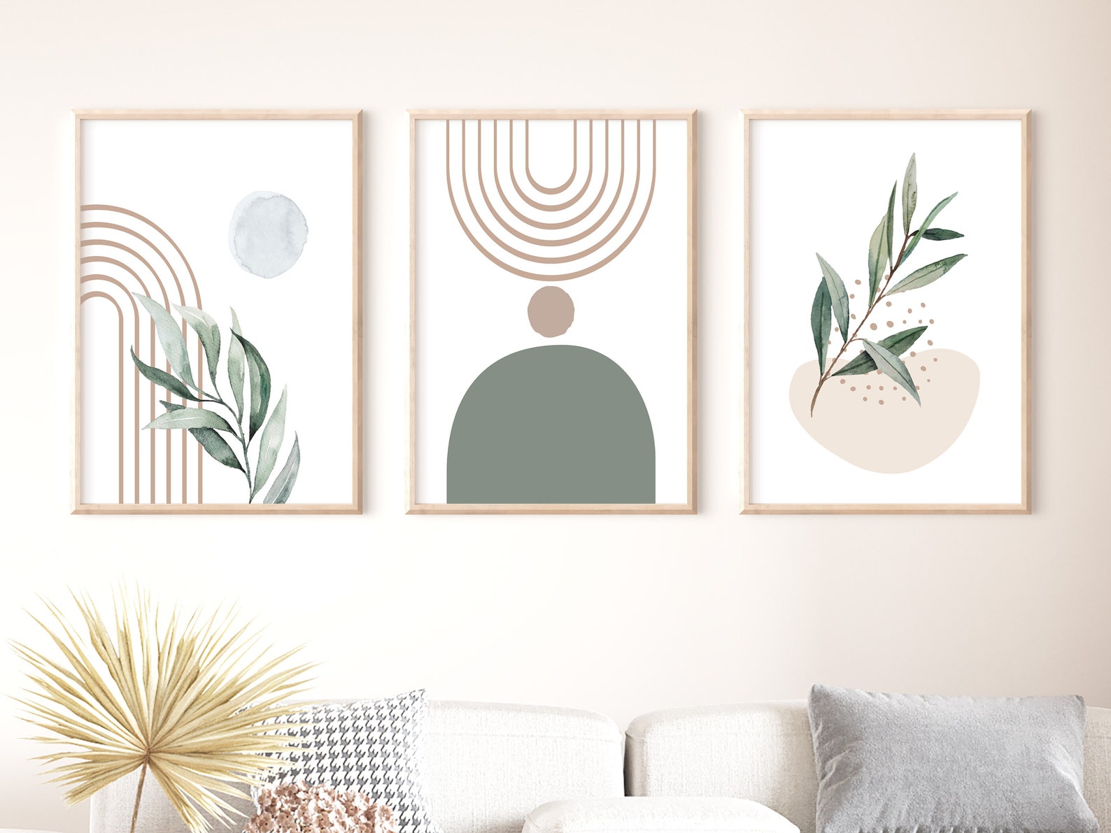 Set of 3 Sage Green Wall Prints Green Botanical Prints Etsy UK