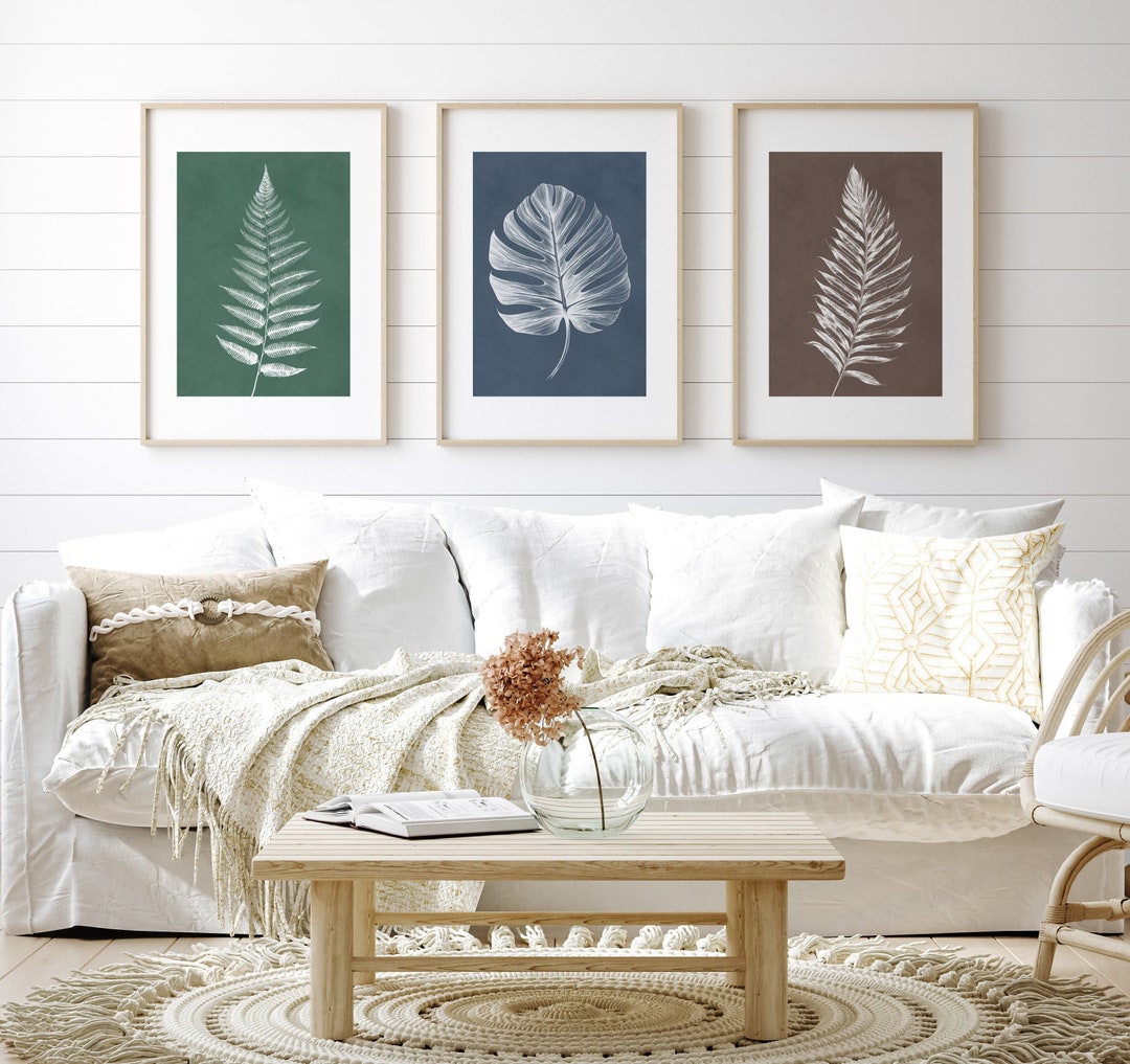 Botanical Wall Art Set | Farmhouse Home Decor | Set of 3 Prints | Green ...