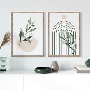 Set of 2 Sage Green Boho Prints | Sage Green Wall Art | Green Wall Decor | Trendy Artwork | Sage Green Boho Wall Art | Living Room Decor