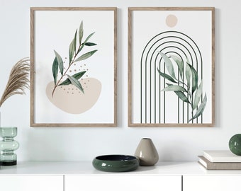 Sage Green Boho Prints: Botanical Wall Art Set