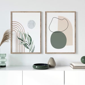 Set of 2 Sage Green Boho Prints | Sage Green Wall Art | Green Wall Decor | Trendy Artwork | Sage Green Boho Wall Art | Living Room Decor