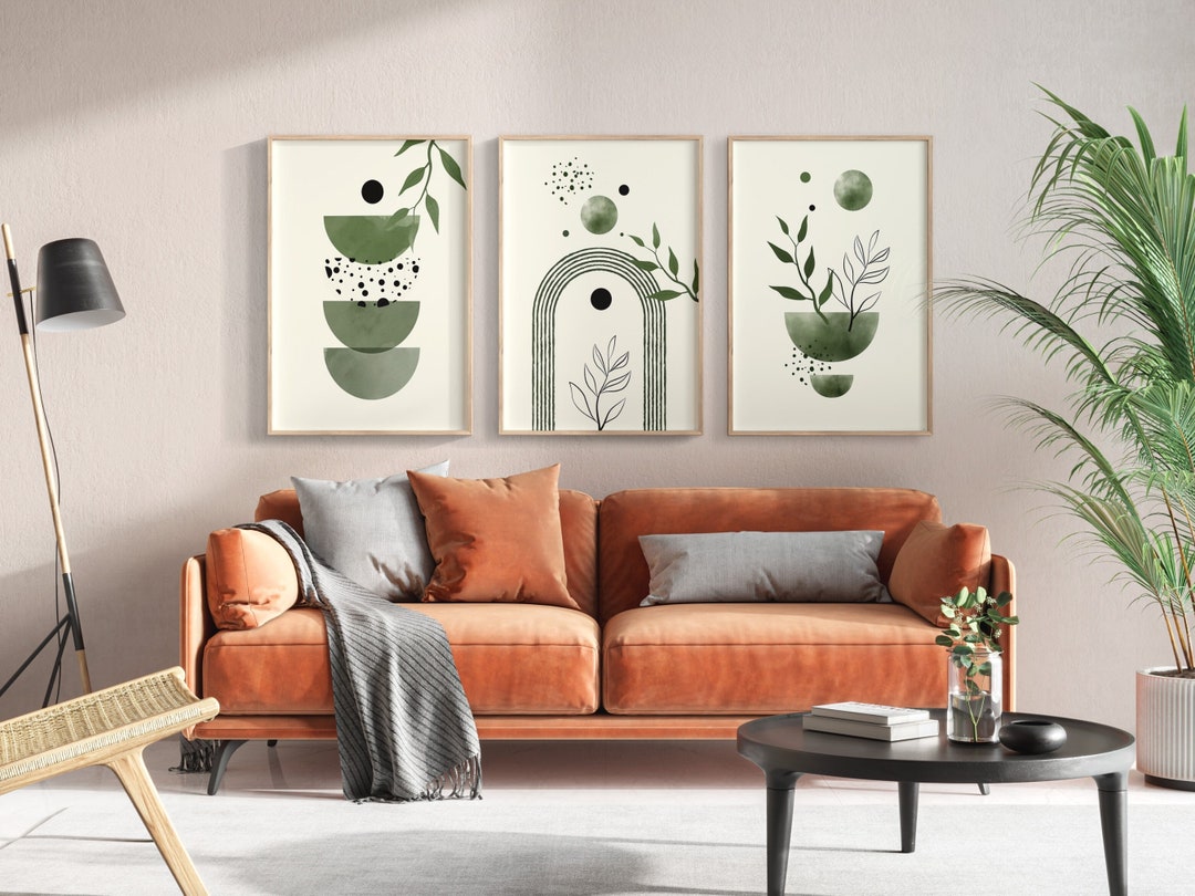 Sage Green Home Decor Set of 3 Sage Green Wall Prints Boho Home Decor Boho Home Decor Sage Green