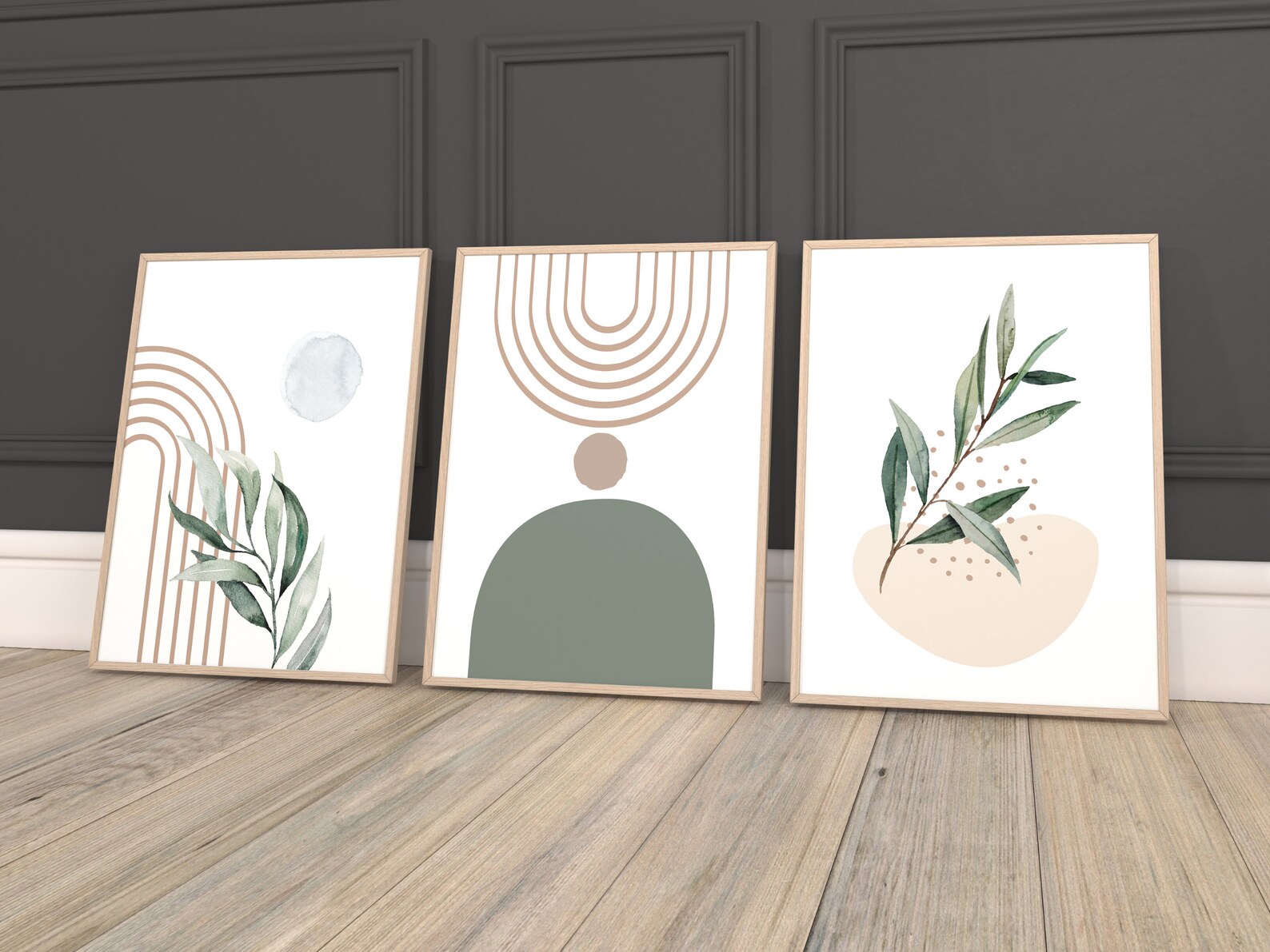 Set of 3 Sage Green Wall Prints Green Botanical Prints Etsy UK