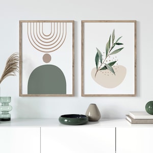 Set of 2 Sage Green Boho Prints | Sage Green Wall Art | Green Wall Decor | Trendy Artwork | Sage Green Boho Wall Art | Living Room Decor