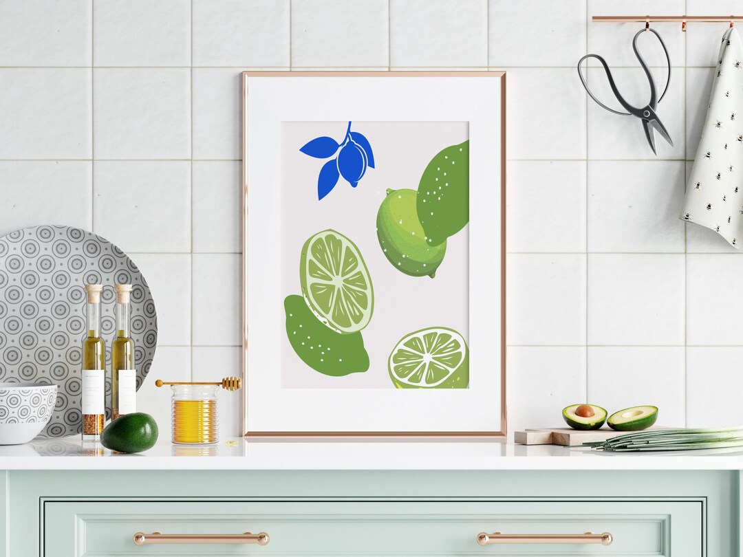 Fruit Prints Lime Wall Prints Kitchen Wall Art Citrus Wall Prints