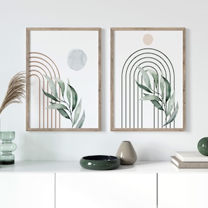 Set of 2 Sage Green Boho Prints | Sage Green Wall Art | Green Wall Decor | Trendy Artwork | Sage Green Boho Wall Art | Living Room Decor