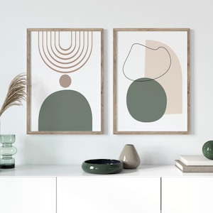 Set of 2 Sage Green Boho Prints | Sage Green Wall Art | Green Wall Decor | Trendy Artwork | Sage Green Boho Wall Art | Living Room Decor