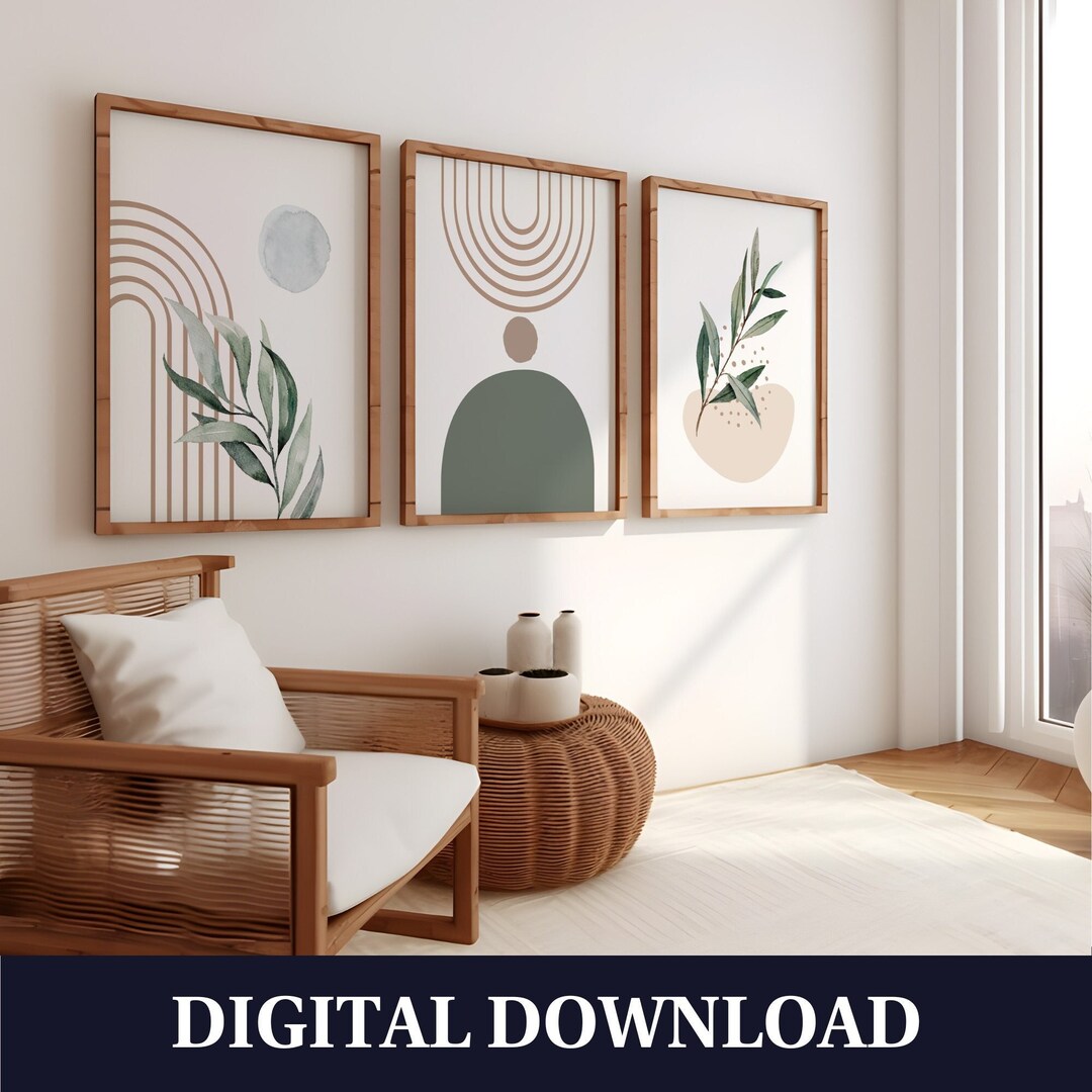 Set of 3 Printable Sage Green Wall Prints Green Botanical - Etsy