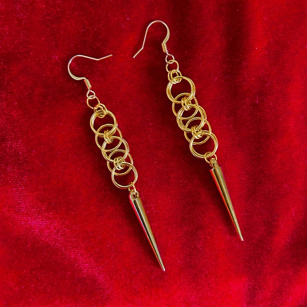 Chainmail golden goth earrings