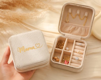 Personalisierte Schmuckbox • Hochzeit Gastgeschenke • Benutzerdefinierte Name Samt Reise Schmuckschatulle • Personalisierte Brautjungfer Brautjungfer Geschenk • Geburtstagsgeschenk