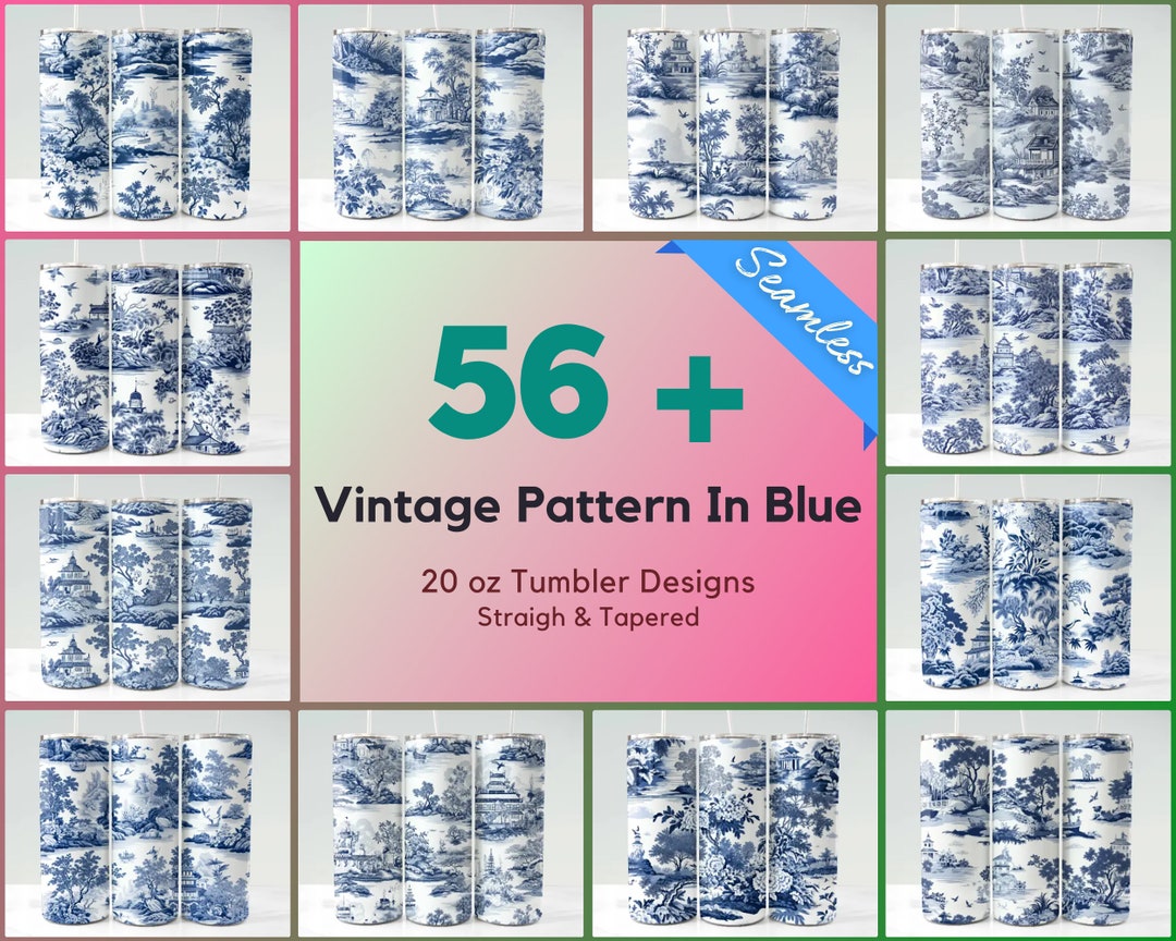 Seamless 20oz Tumbler Design Bundle Blue Pattern 20oz Skinny - Etsy