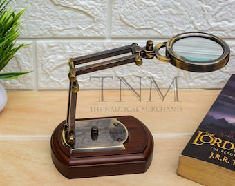 Brass Antique Finish Magnifier ~ Nautical Magnifying Glass ~ Magnifiers Working Table Decorative - View #2