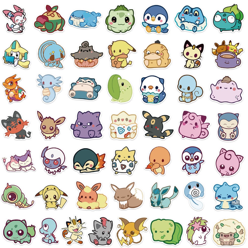 Cute Kawaii Chibi Pokemon 50 Stickers. - Etsy