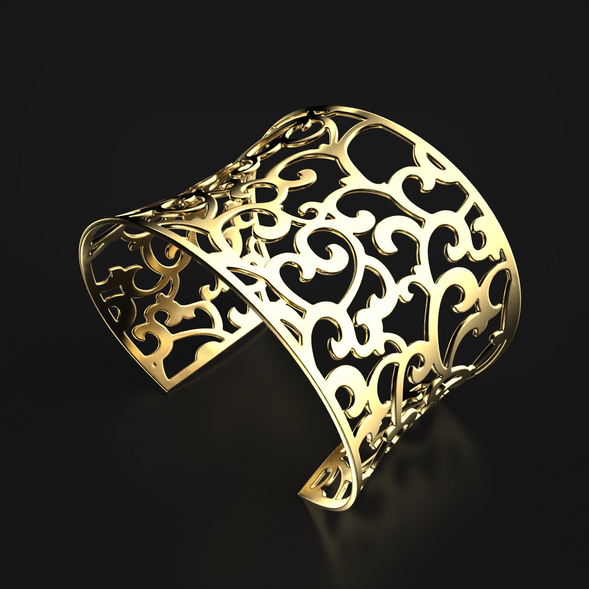 Ivy Gold Bracelet Wide Cuff Bracelets Heavy Large Bold Etsy