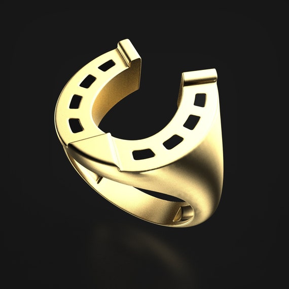 Buy Horseshoe Signet Ring Gold or Silver Gifts Jockey Rings