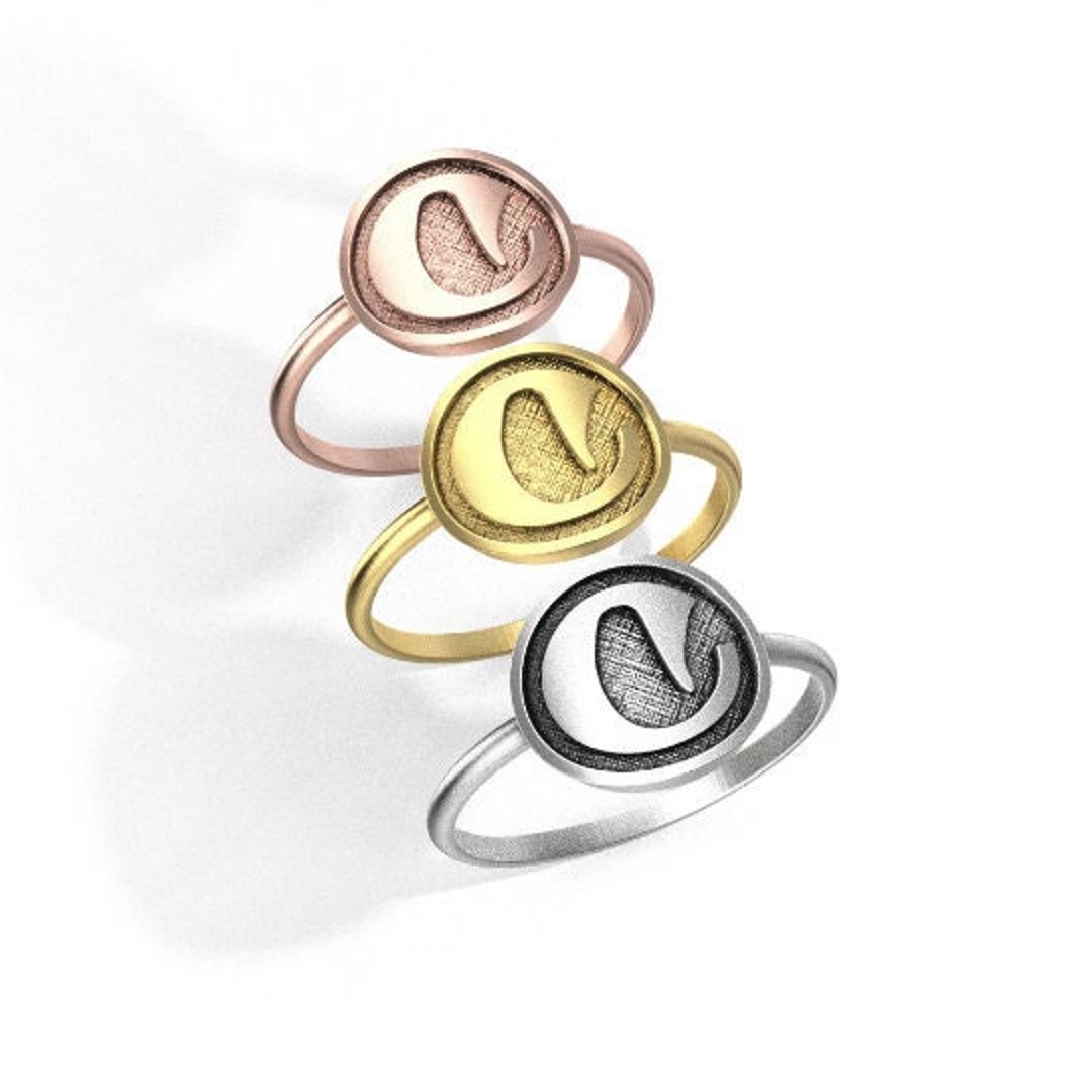 Nostalgic Vintage Letters Ring Gold Alphabet Rings Etsy