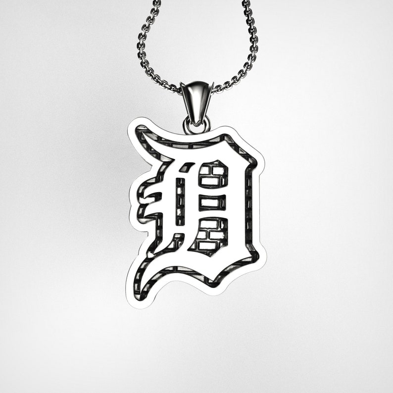Detroit 14K Gold Necklace Baseball Engraved Gold Pendants Etsy