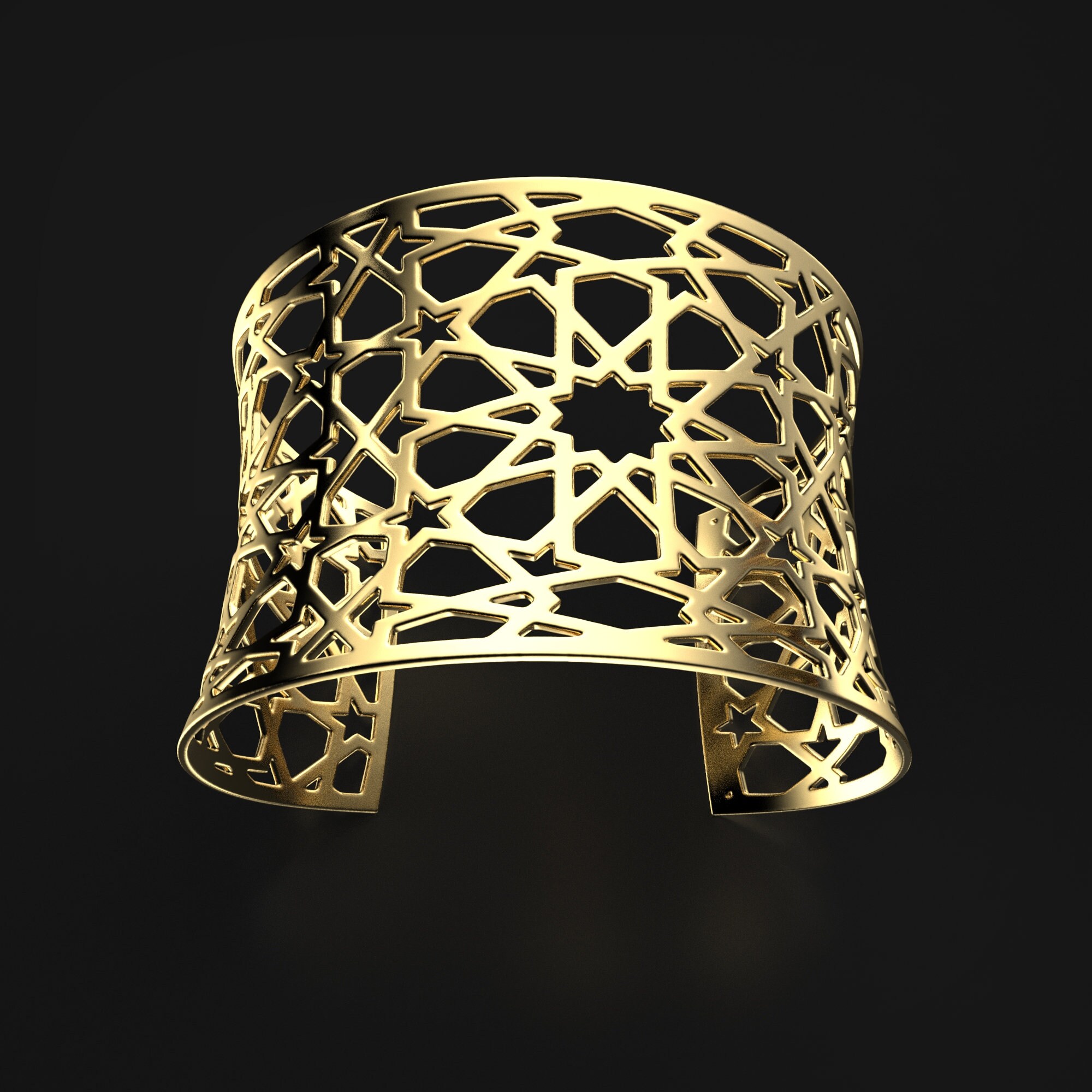 Stars Gold Bracelet, Wide Cuff Bracelets, Heavy Large Bold Bangle