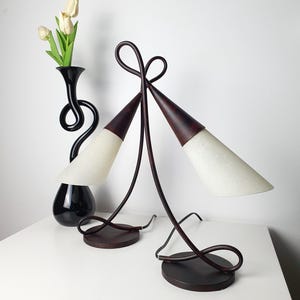 Pair of Terzani inspired postmodern bedside lights / Murano glass and wrought iron