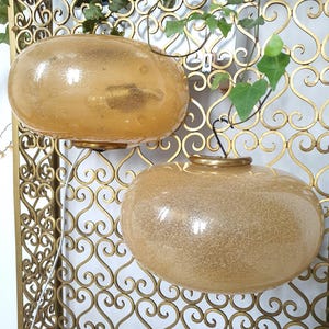 Vintage Murano Glass Wall Sconces: Caramel Art Deco Italian Lamps