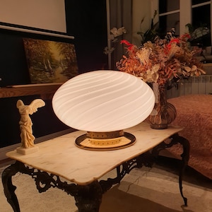 Murano Glass Globe Lamp: Italian MCM Swirl Sconce, Table or Ceiling Light