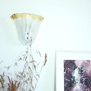 Vintage Murano Glass Floral Wall Sconce: Frosted Yellow Venetian Light