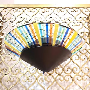 Murano Glass Wall Sconce: Colorful Striped Art Deco Light