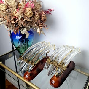 Vintage Crystal Wall Sconces: Spanish MCM Hollywood Regency Lighting