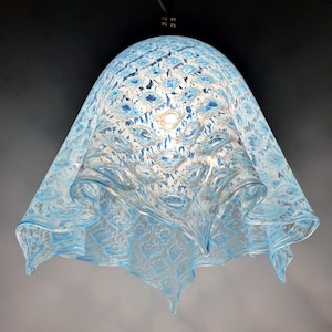Vintage La Murrina Blue Bubbled Murano Glass Pendant Light