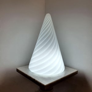 Vintage Murano Glass Bedside Lamp: 1980s Italian Cone Swirl Light