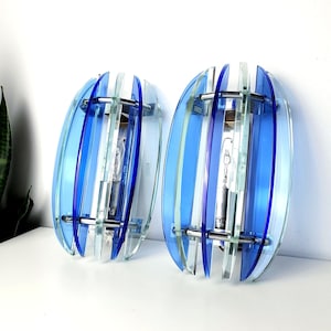 Blue UFO Glass Wall Sconces by Veca: Mid-Century Modern Italian Lighting