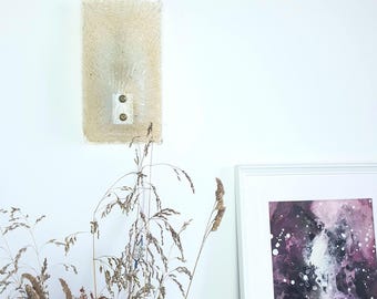 Vintage Murano glass shell wall sconce: beige frosted Venetian glass lamp