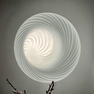 Vintage Murano Glass White Swirl Flush Mount Light Fixture | Handcrafted Hat Shaped Retro Ceiling or Wall Lamp | MCM Scandinavian Home Decor
