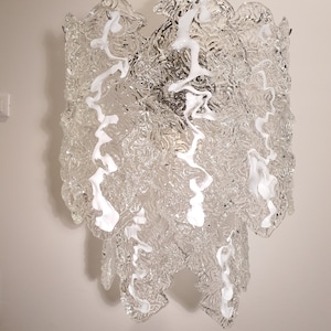 XL Murano Glass Petal Chandelier: Carlo Nason Style, Mid-Century Modern